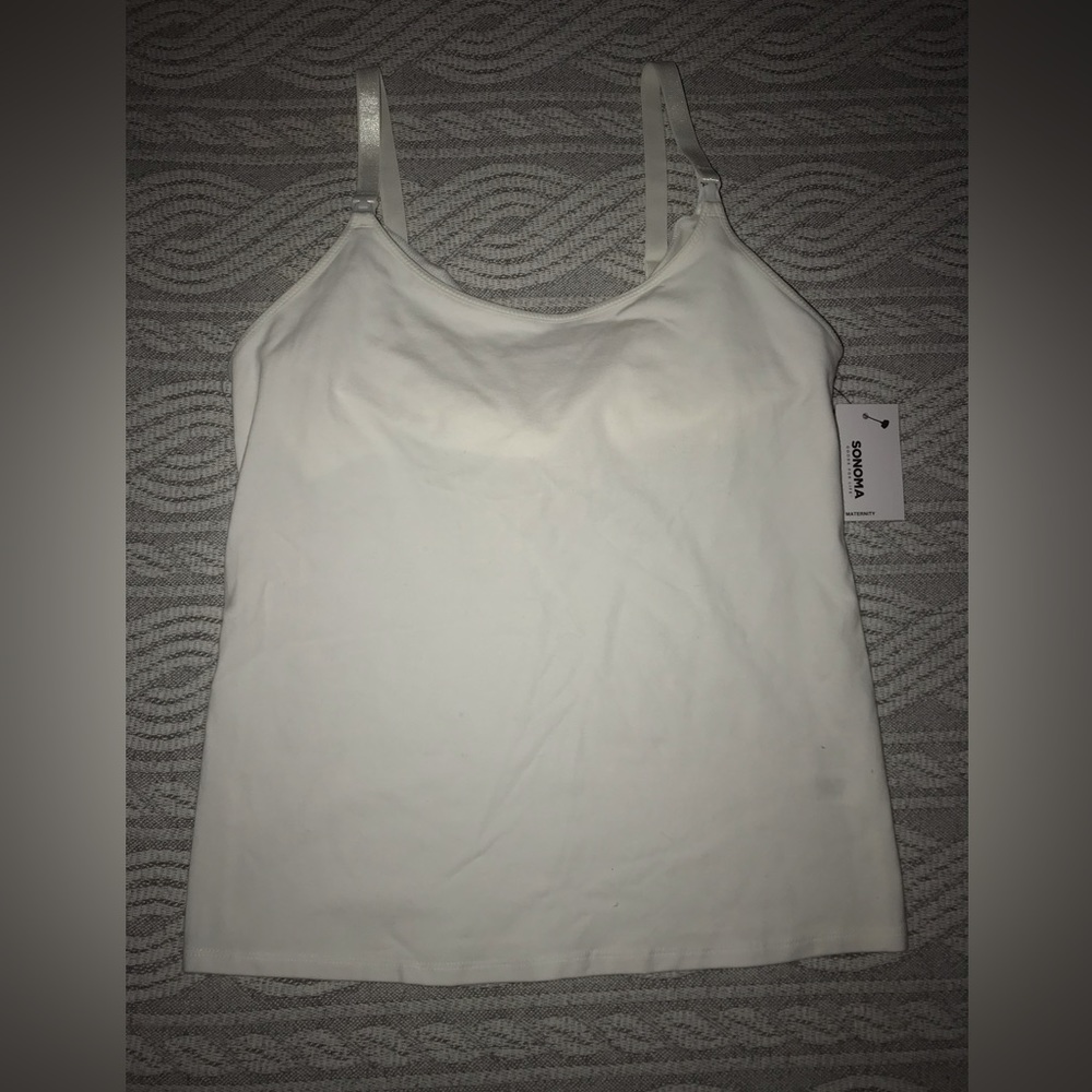 new white tank top breastfeeding maternity white M medium cotton